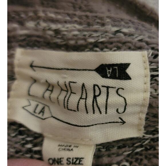 LA Hearts Gray White Open Front Knit Cardigan Sweater Large Raglan Long Sleeves - Picture 3 of 5